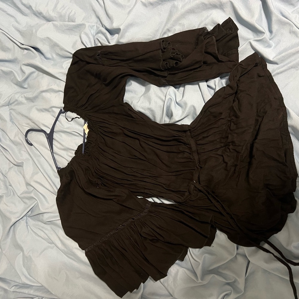 Elan Black Gathered Fabric Jumpsuit